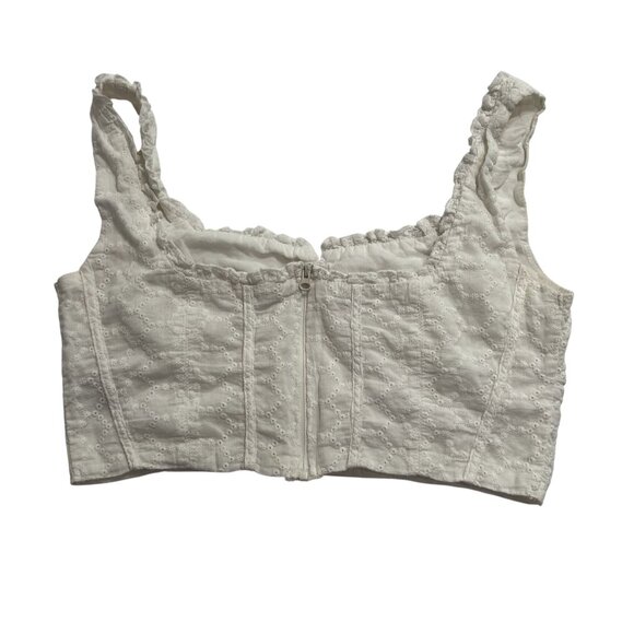 Peppermayo Ruffle Crop Top in White - Picture 2 of 3